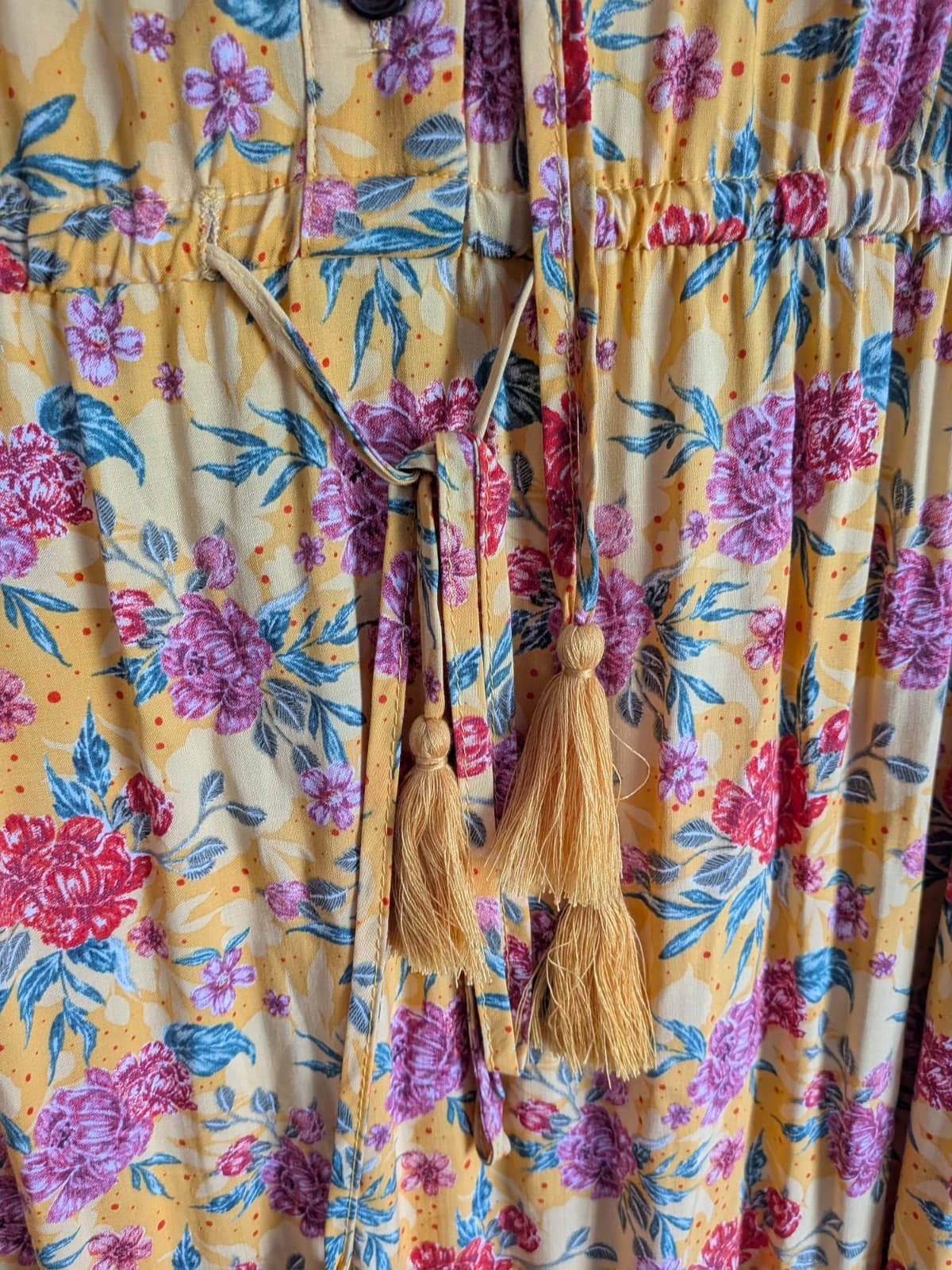 Salty Palm Dress Plus Size 16 2XL Yellow Floral Rayon Boho Resort Button — photo 6 of 13