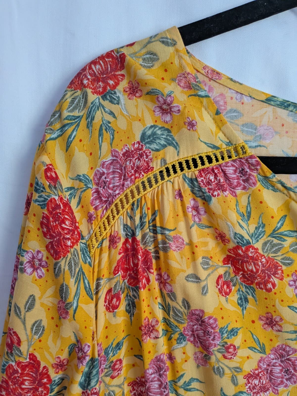 Salty Palm Dress Plus Size 16 2XL Yellow Floral Rayon Boho Resort Button — photo 8 of 13