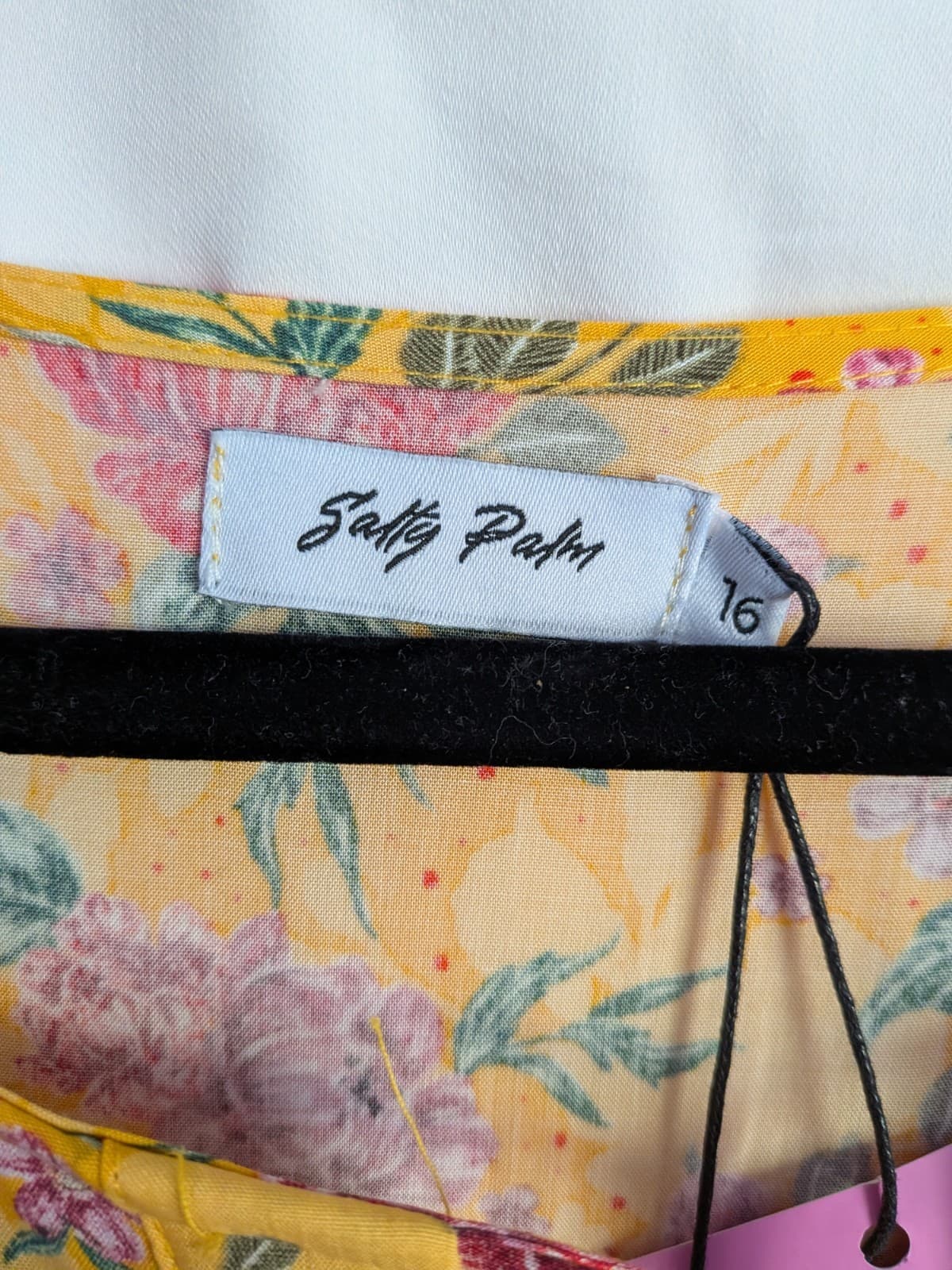 Salty Palm Dress Plus Size 16 2XL Yellow Floral Rayon Boho Resort Button — photo 9 of 13