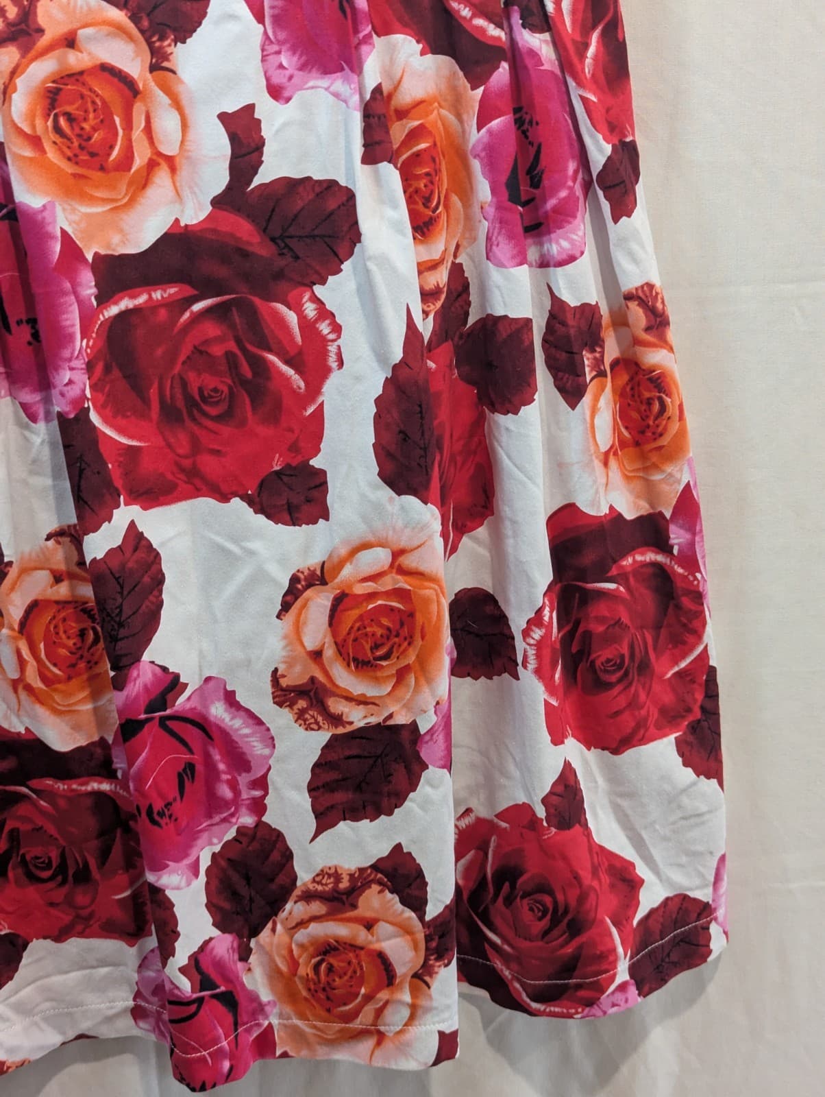 Caroline Morgan Floral A-Line Dress Multi Red Roses Cotton Blend Lined Size 12 — photo 7 of 11