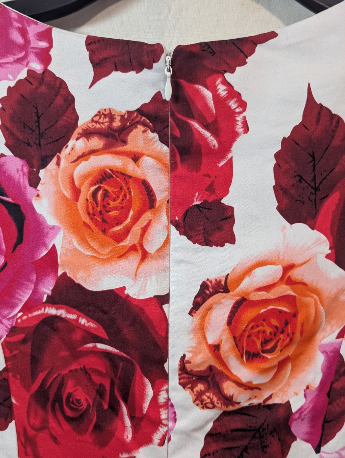 Caroline Morgan Floral A-Line Dress Multi Red Roses Cotton Blend Lined Size 12 — photo 9 of 11