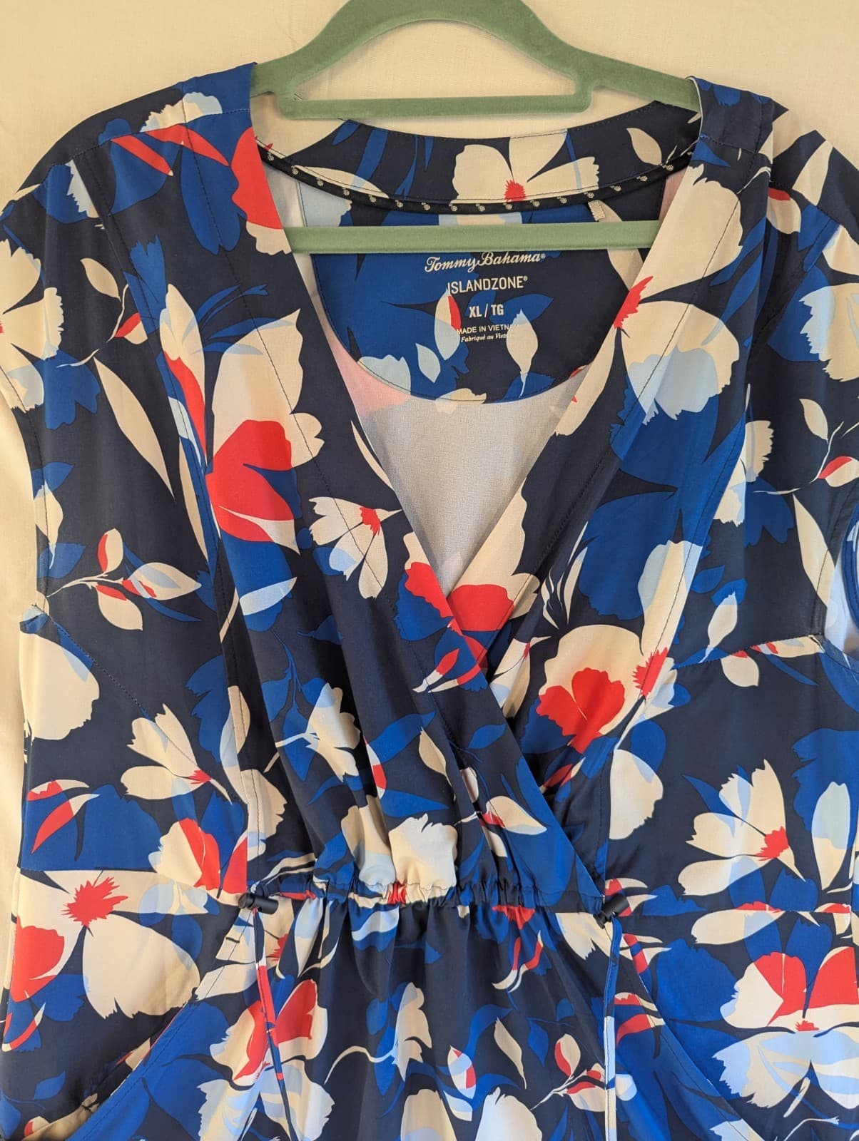 Tommy Bahama Dress Blue Floral V Neck Summer Casual Resort XL 16 AUS — photo 5 of 6
