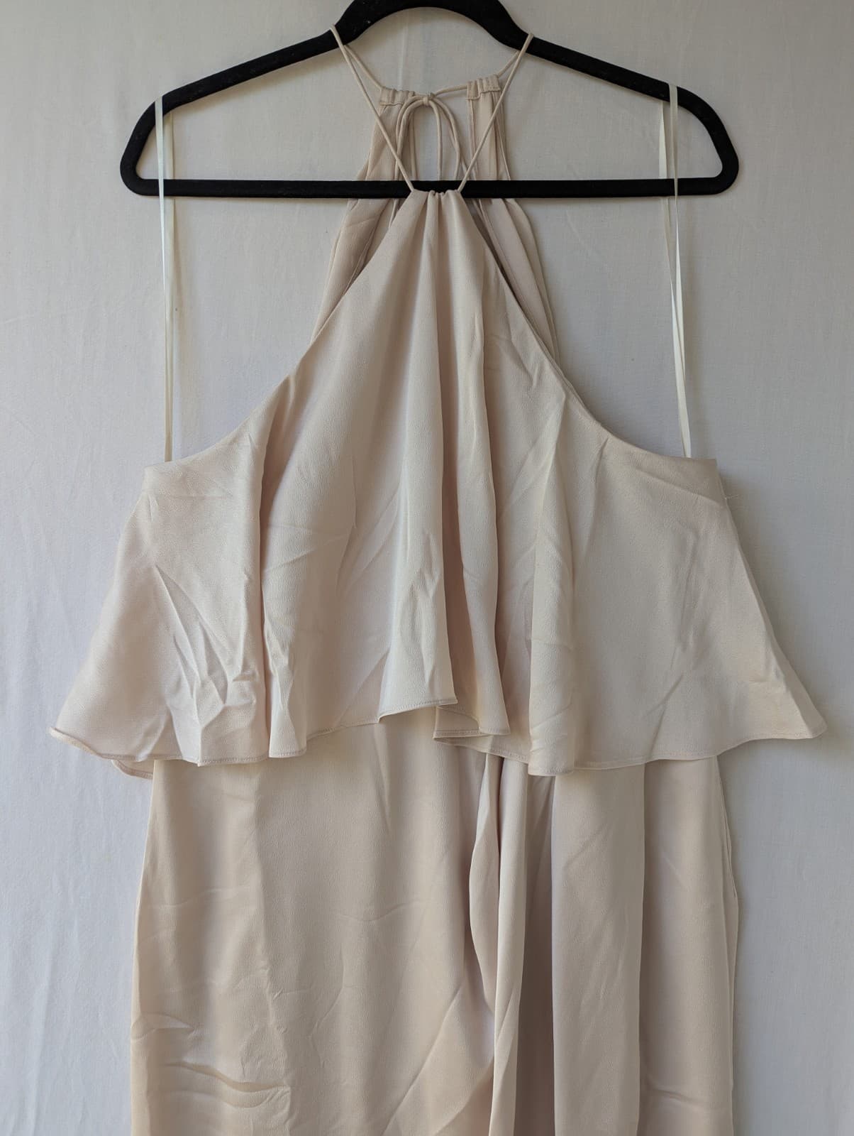 Shona Joy Dress Nude Halter Neck Layered Midi Cocktail Wedding Size Aus 14 Us 10 — photo 4 of 12