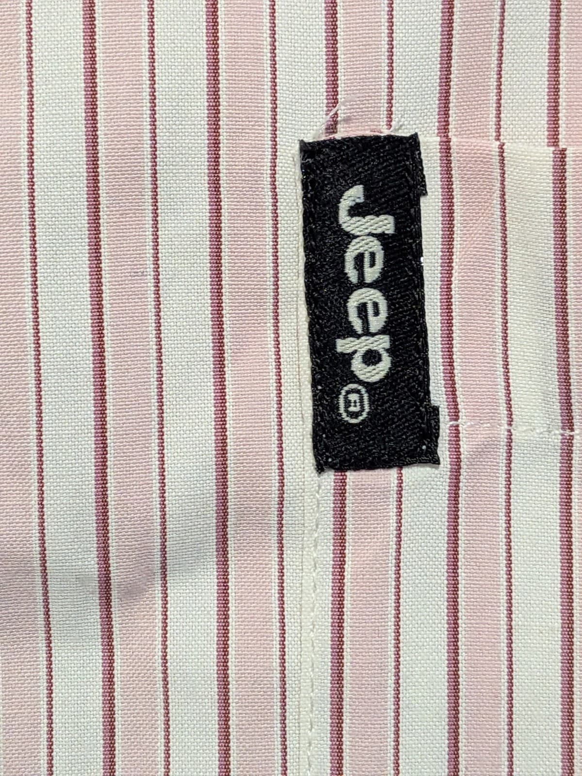 Jeep Mens Shirt XL Pink Stripe Button Up Short Sleeve Casual Cotton Business — photo 6 of 10