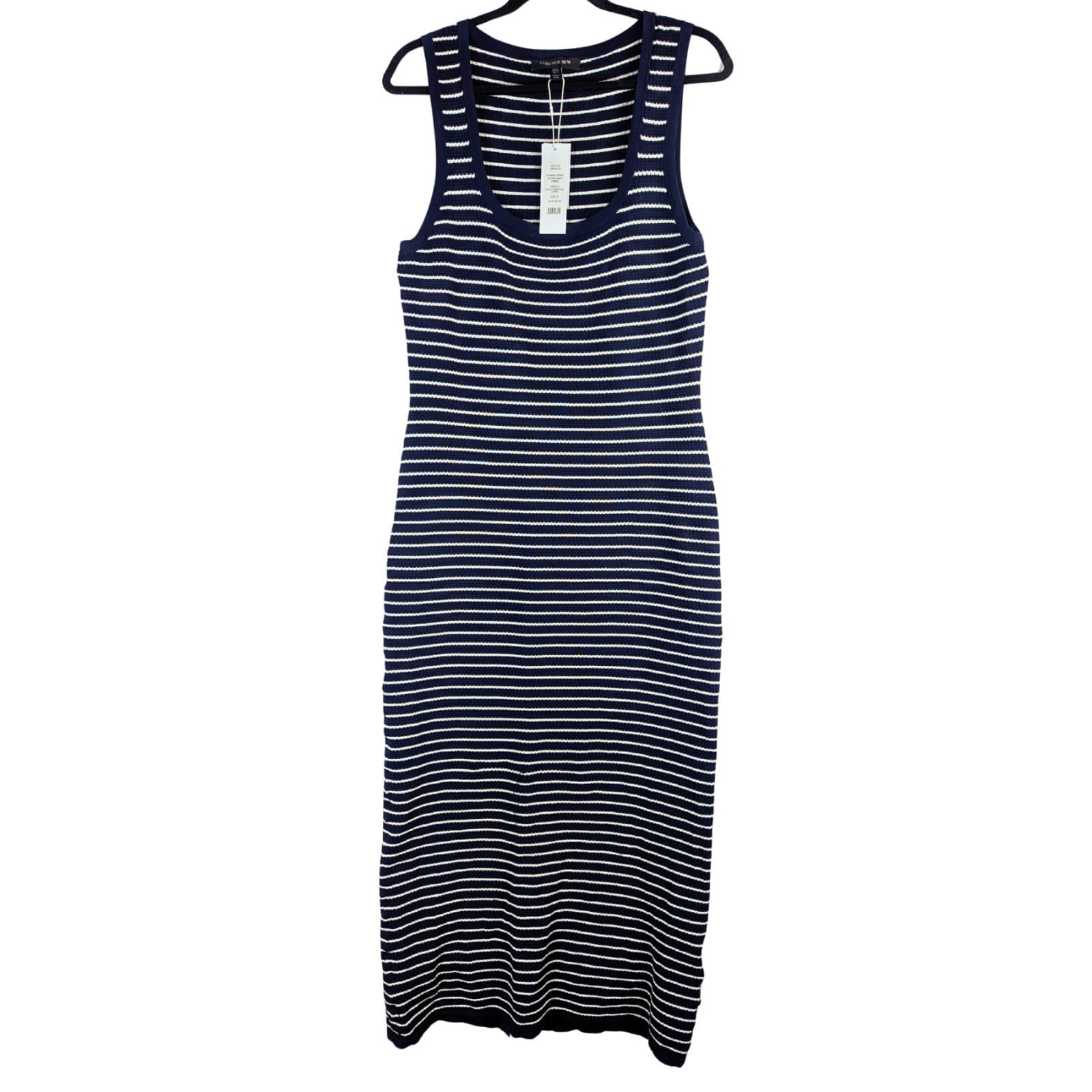 Forever New Chrissy Stripe Dress Knit Navy White Beach Boho Size AUS 16 US 12 — photo 2 of 11