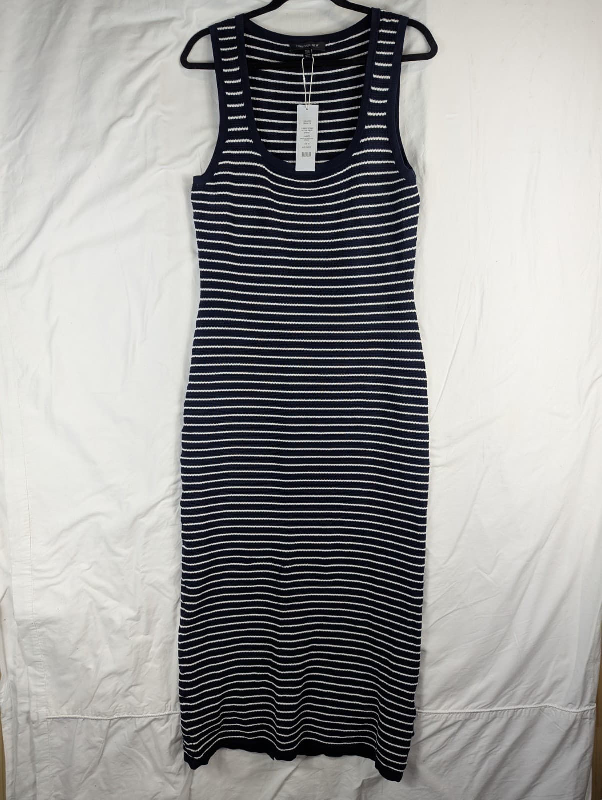 Forever New Chrissy Stripe Dress Knit Navy White Beach Boho Size AUS 16 US 12 — photo 3 of 11