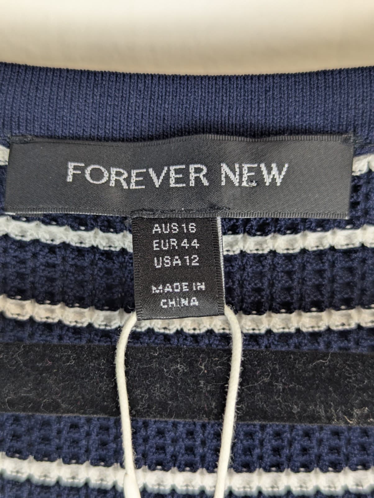 Forever New Chrissy Stripe Dress Knit Navy White Beach Boho Size AUS 16 US 12 — photo 5 of 11
