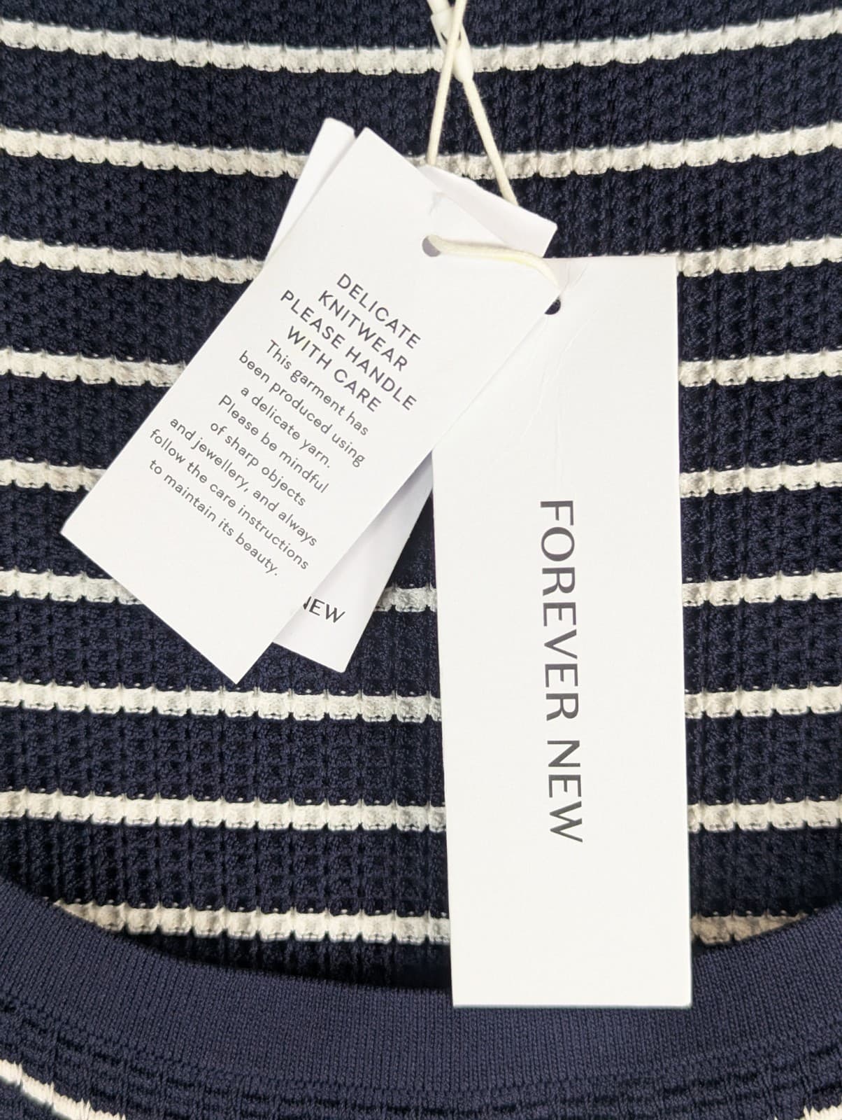 Forever New Chrissy Stripe Dress Knit Navy White Beach Boho Size AUS 16 US 12 — photo 7 of 11