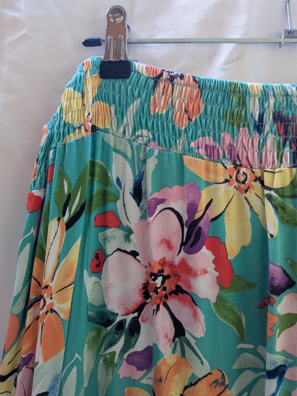 Dreamcatcher Boho Floral Hi Low Maxi Skirt Size 16 AUS 12 US Aqua Elastic Waist — photo 7 of 11