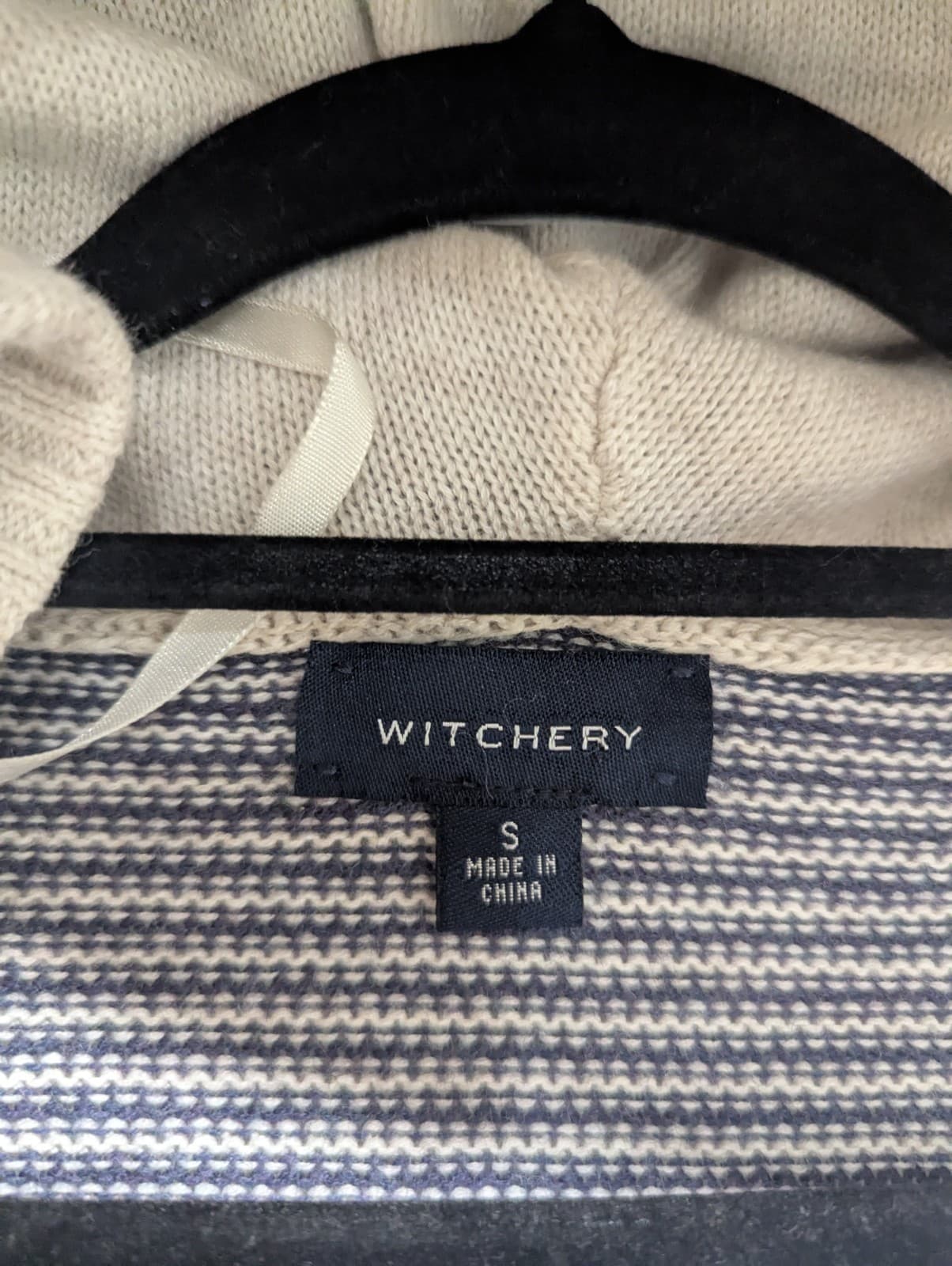 Witchery Jumper Wool Blend Zip Cardigan Striped Blue Hood Size Aus S 8 10 Us 4 — photo 5 of 7