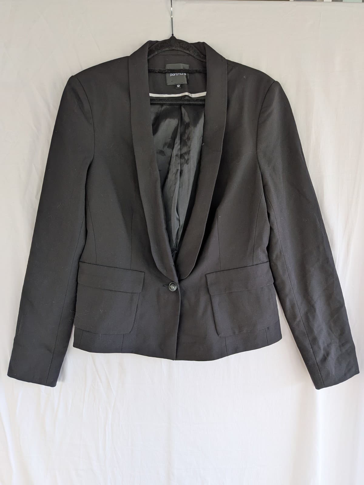 Portmans Black Blazer Jacket Size 12 Shawl Collar Career Corporate Work — photo 3 of 9