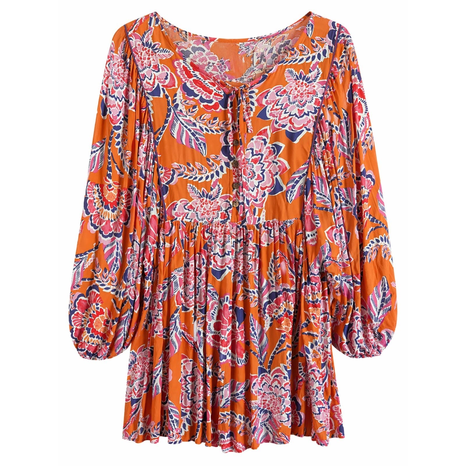Dreamcatcher Dress Size 14 XL Orange Floral Boho Rayon Resort Festival Beach — photo 2 of 3