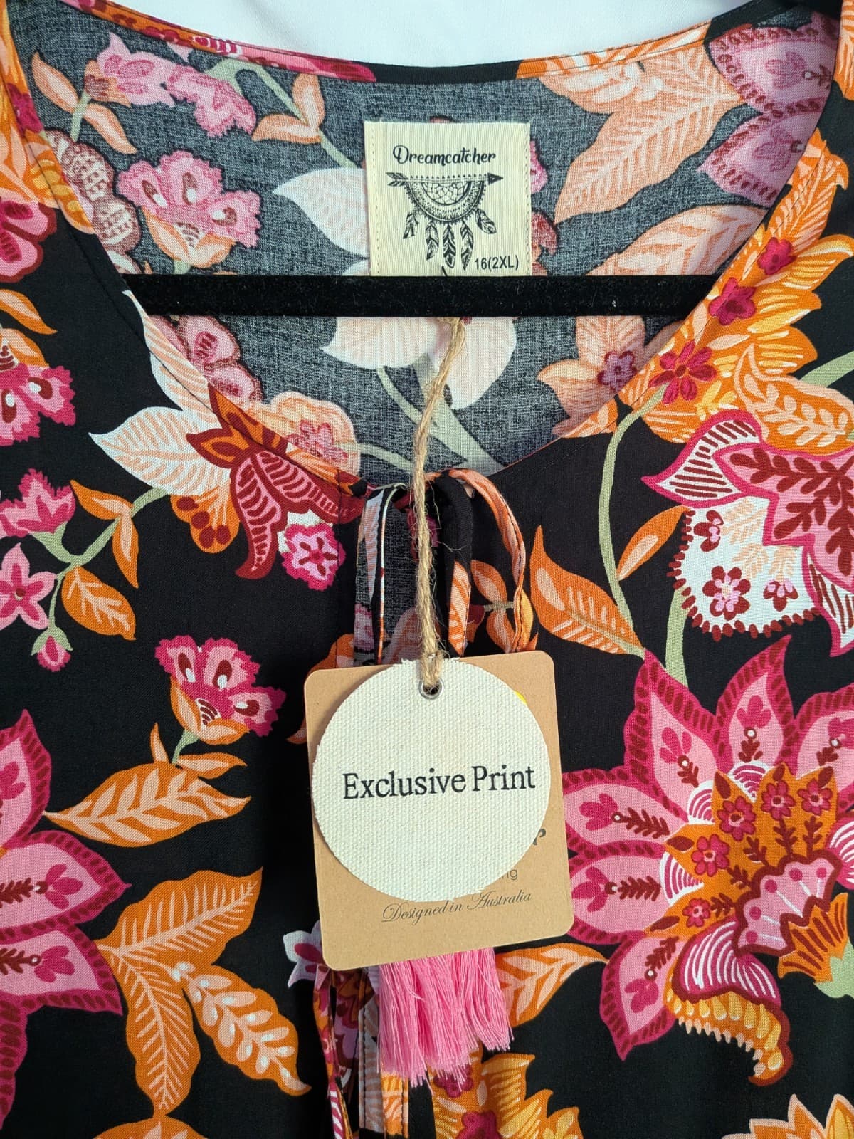 Dreamcatcher Dress Size 16 2XL Black Pink Floral Rayon Boho Maxi Plus Size BNWT — photo 11 of 15