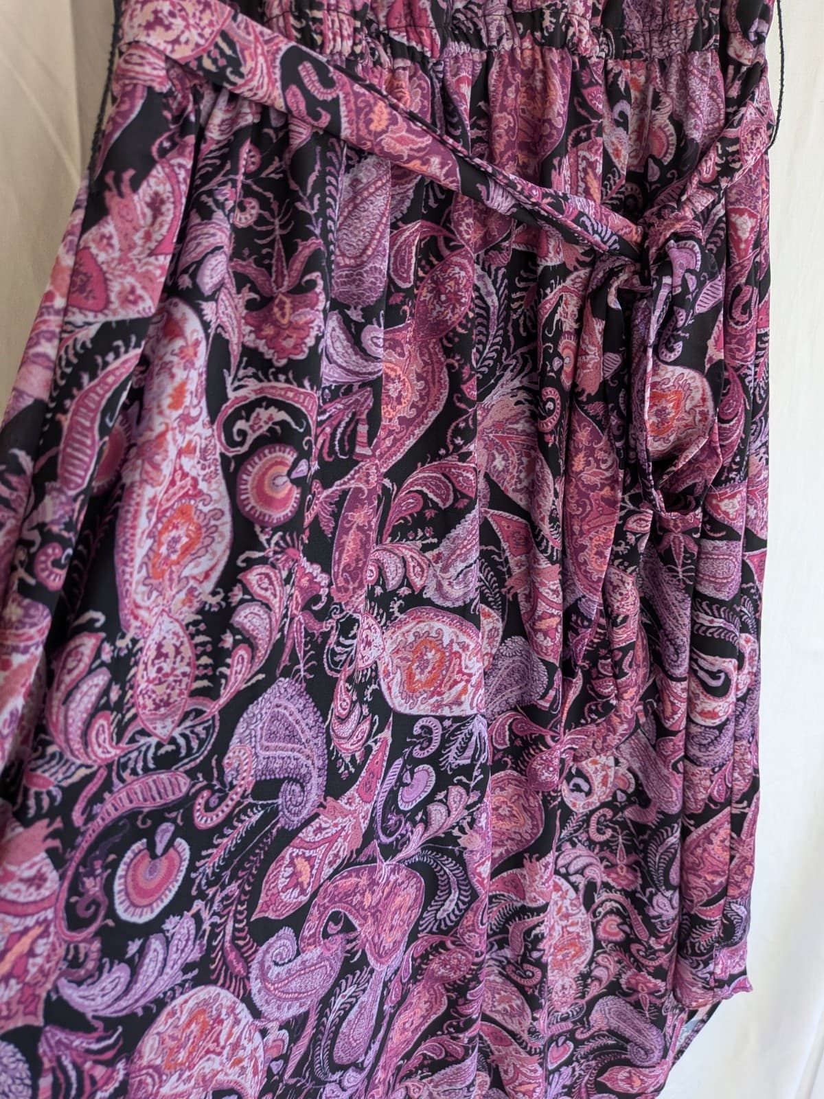 Portmans Dress Size 14 Paisley Midi Hi Low Sleeveless Belted Boho Pink — photo 4 of 10