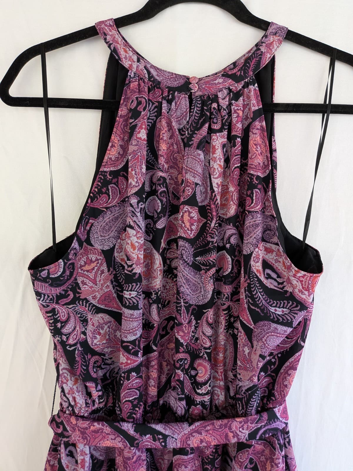 Portmans Dress Size 14 Paisley Midi Hi Low Sleeveless Belted Boho Pink — photo 8 of 10