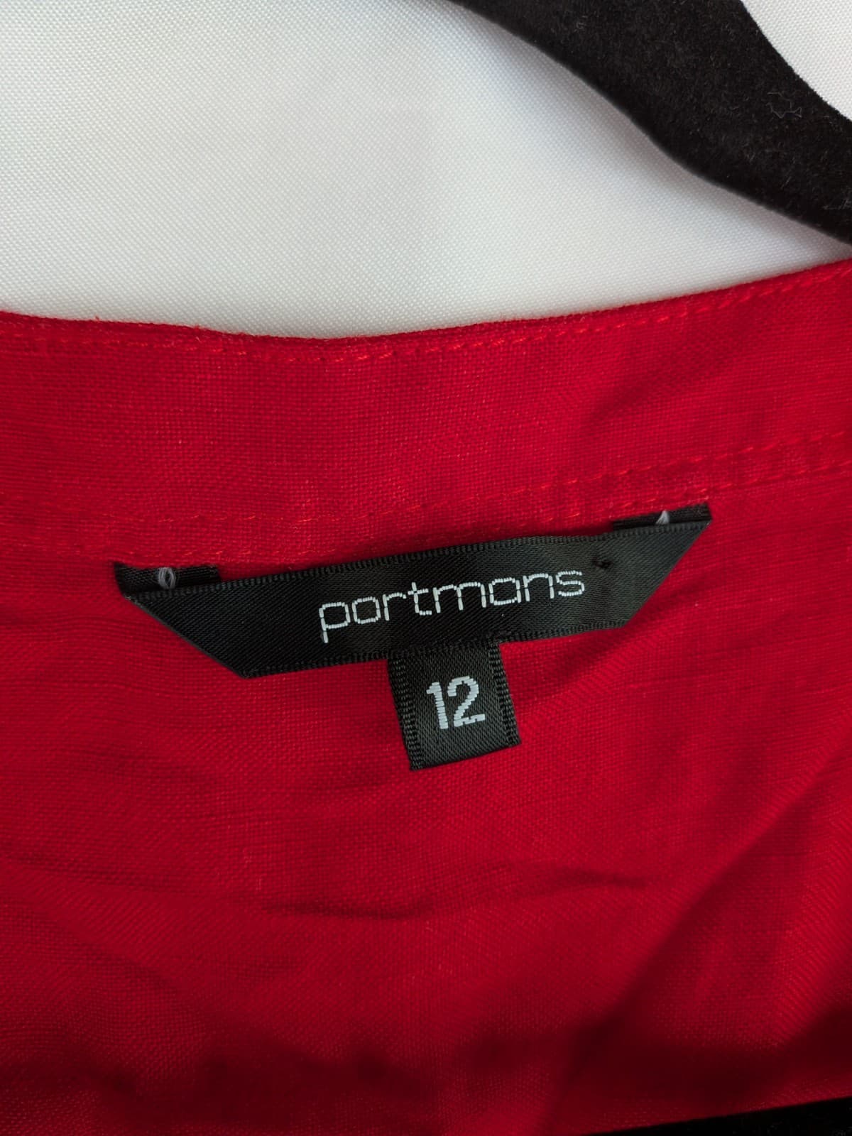 Portmans Red Wrap Mini Dress Size 12 Cotton Blend Ruffle Hem Summer — photo 7 of 8
