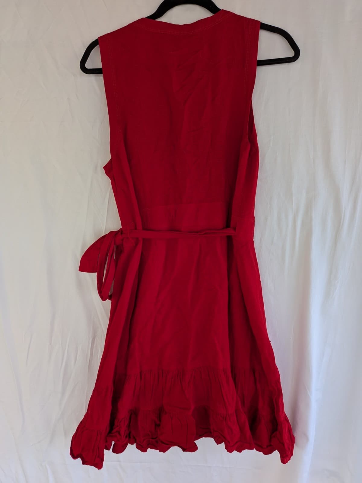 Portmans Red Wrap Mini Dress Size 12 Cotton Blend Ruffle Hem Summer — photo 8 of 8