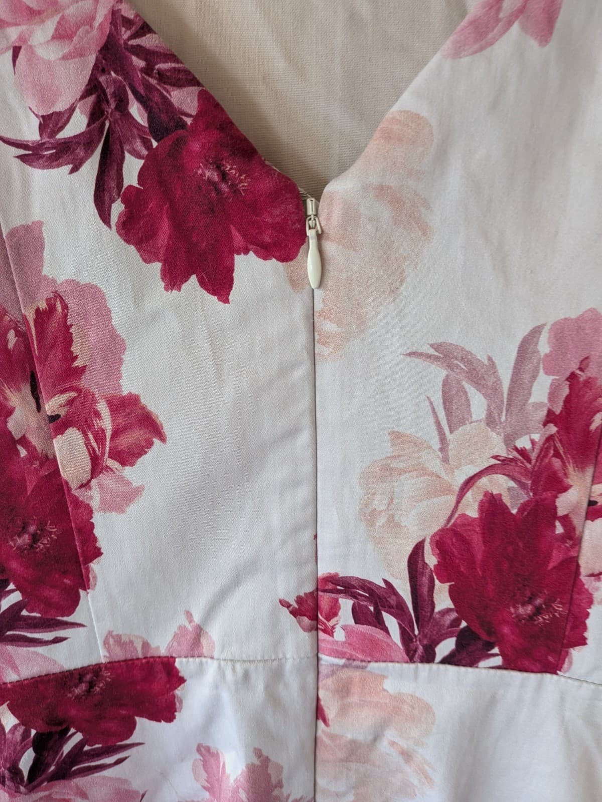 Portmans Dress Size 10 Floral A Line Pockets Fit Flare Cotton Stretch Pink Red — photo 10 of 10