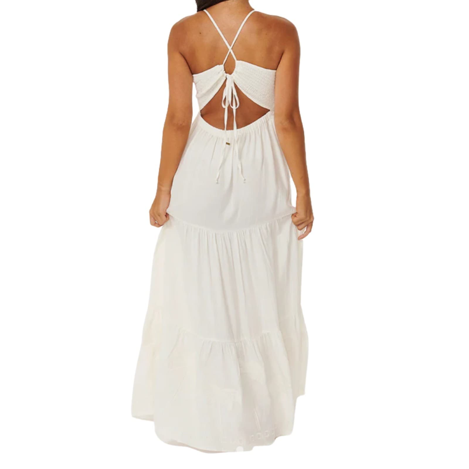 Ripcurl Dress Cream Maxi Smocked Tiered Linen NWT Plus Size XL Aus 16 Us 12 — photo 2 of 15
