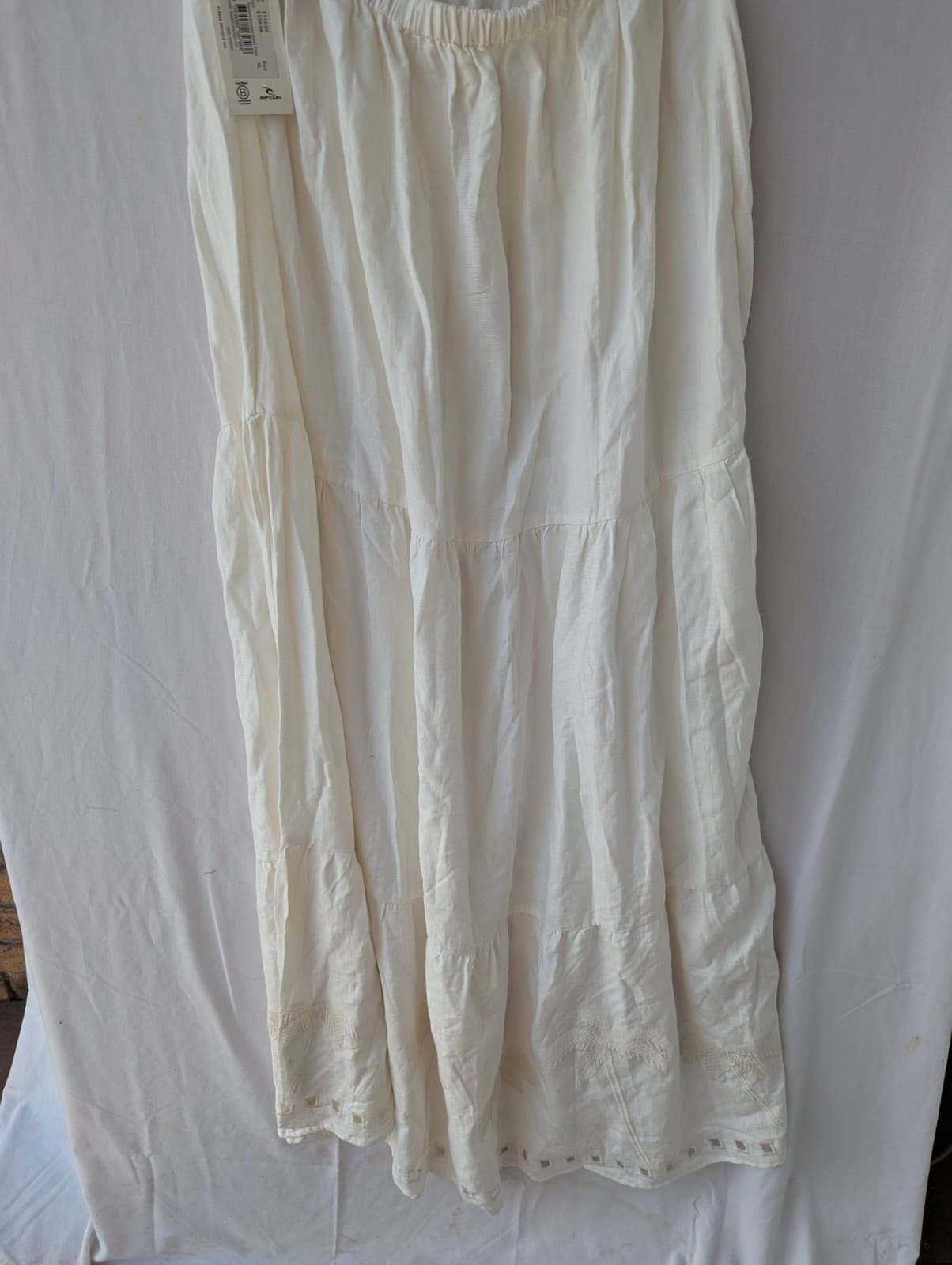 Ripcurl Dress Cream Maxi Smocked Tiered Linen NWT Plus Size XL Aus 16 Us 12 — photo 11 of 15