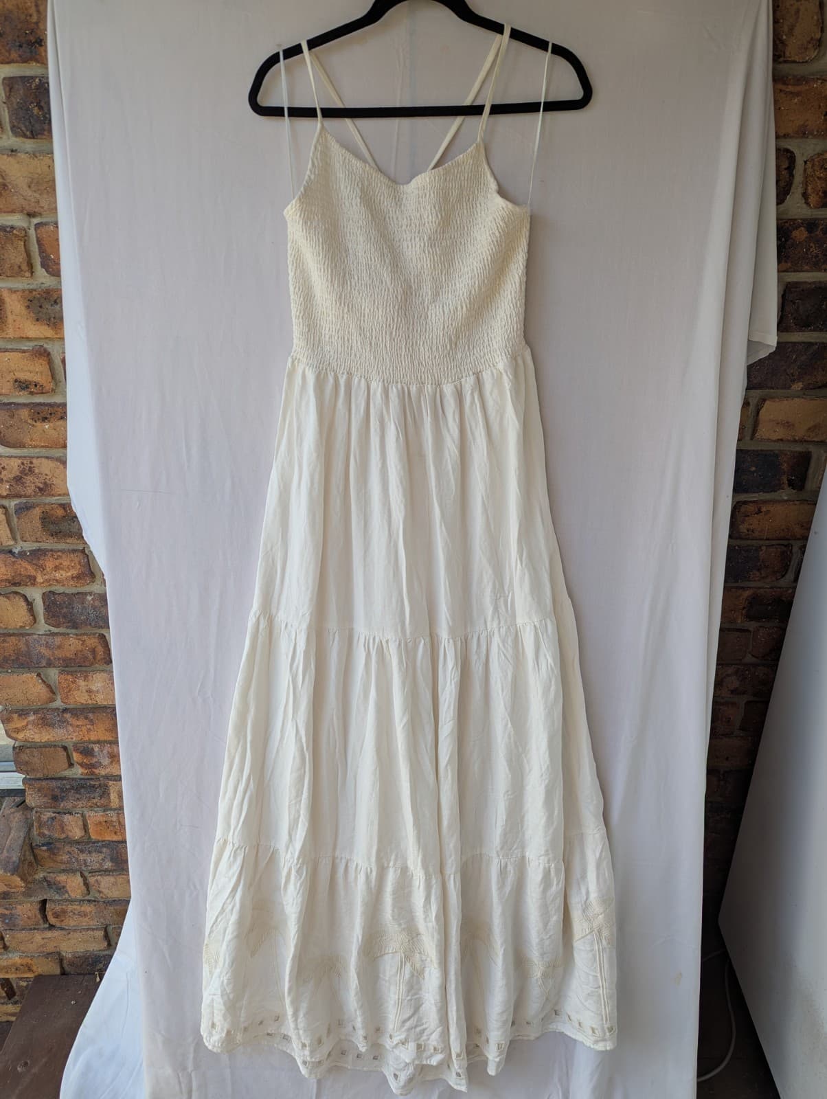 Ripcurl Dress Cream Maxi Smocked Tiered Linen NWT Plus Size XL Aus 16 Us 12 — photo 4 of 15