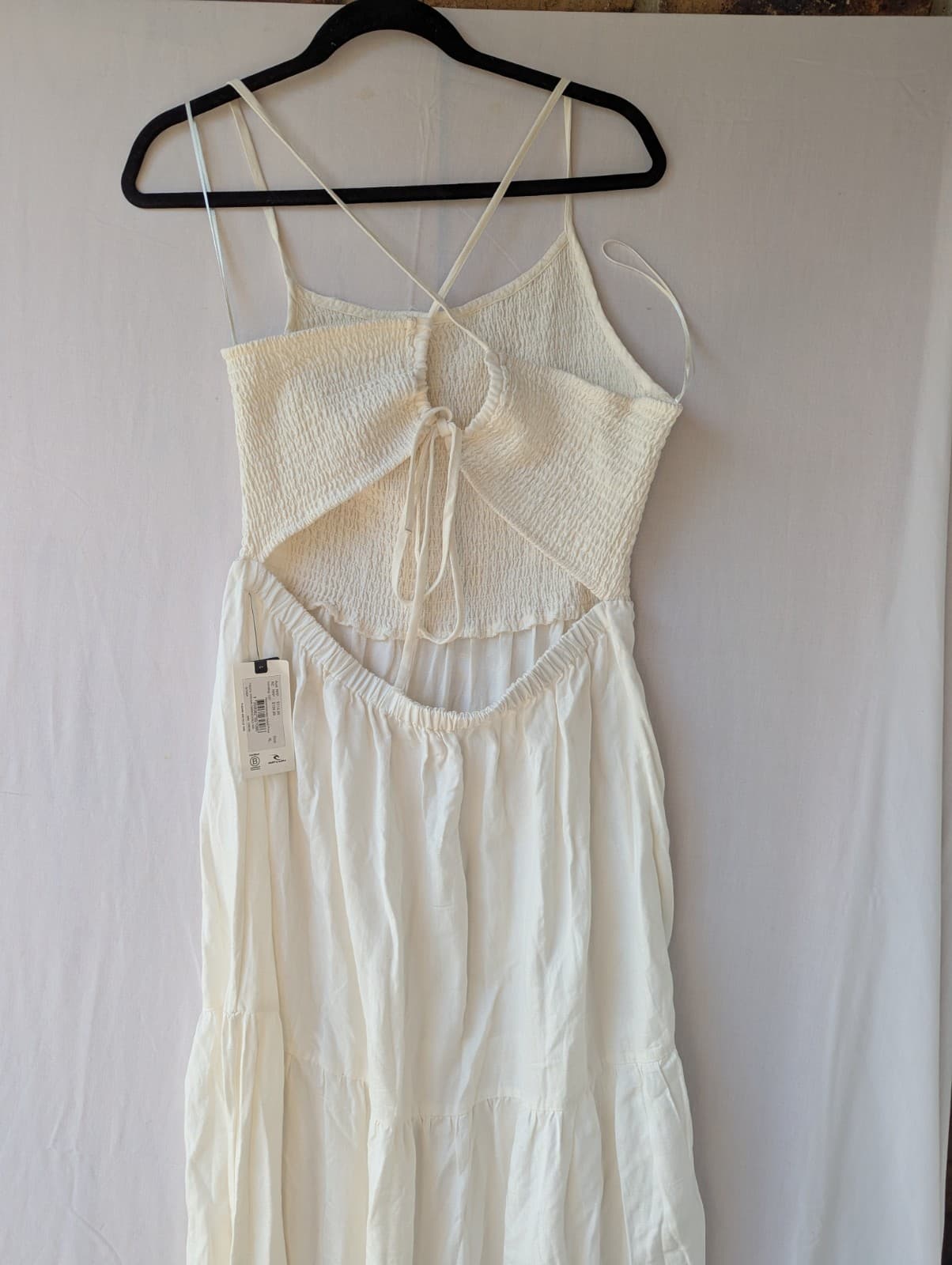 Ripcurl Dress Cream Maxi Smocked Tiered Linen NWT Plus Size XL Aus 16 Us 12 — photo 10 of 15