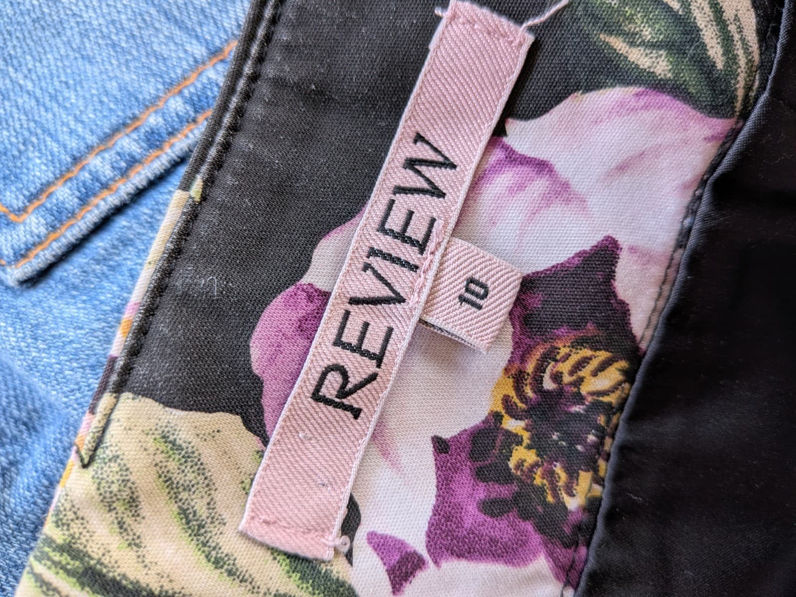 Review Pencil Skirt Size 10 Black Purple Floral Cotton Stretch Work Office — photo 9 of 9