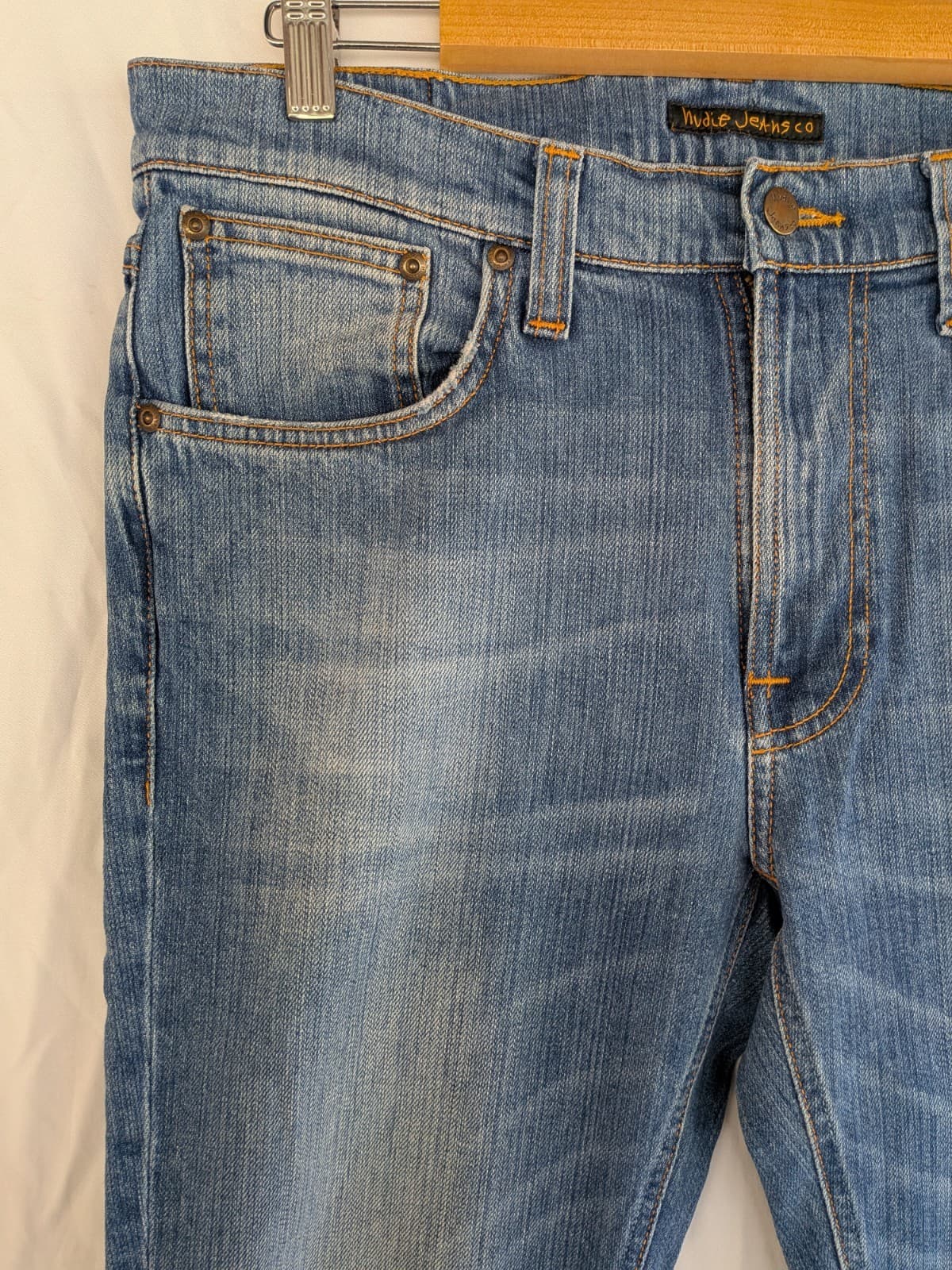 Nudie Jeans Co Slim Straight Jeans W32 L32 Blue Faded Denim Mens — photo 3 of 10