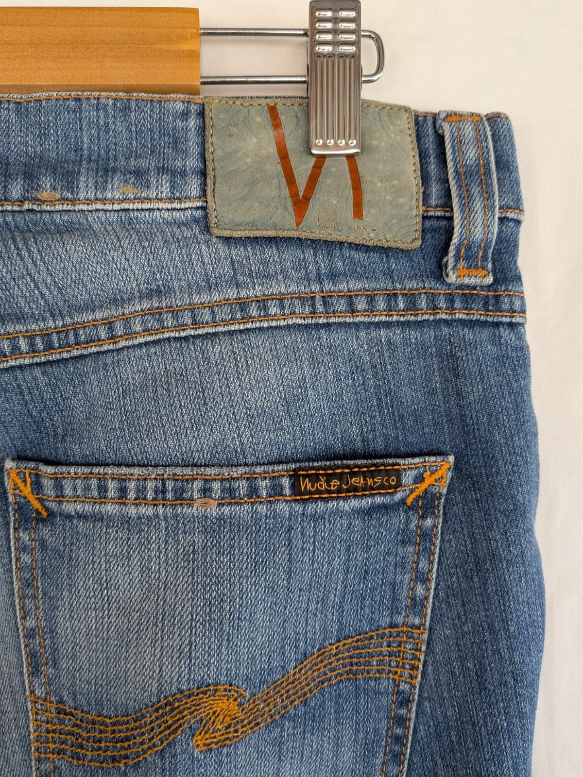 Nudie Jeans Co Slim Straight Jeans W32 L32 Blue Faded Denim Mens — photo 7 of 10