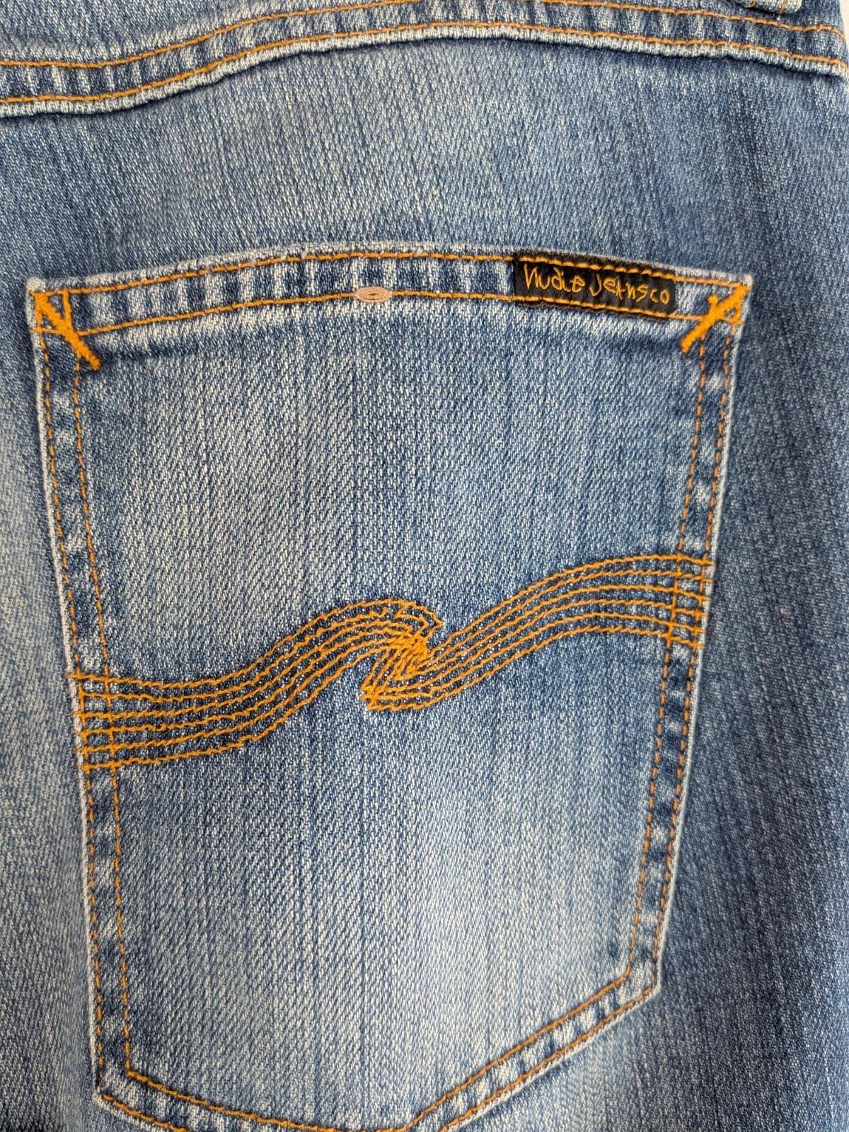 Nudie Jeans Co Slim Straight Jeans W32 L32 Blue Faded Denim Mens — photo 8 of 10