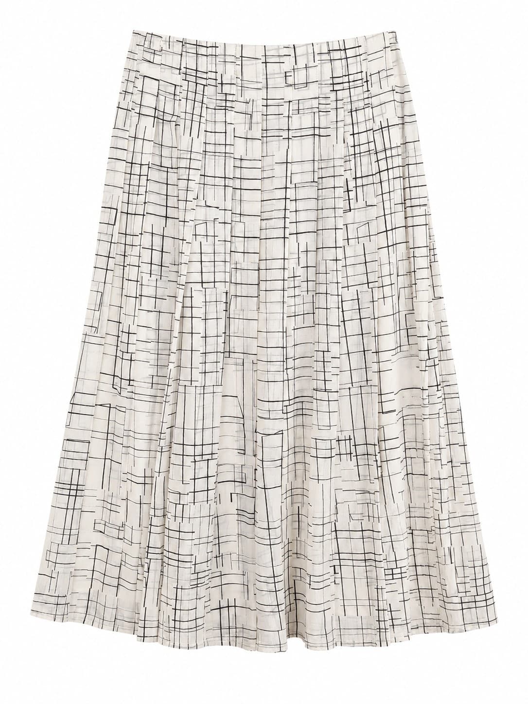 Portmans White Black Geometric Midi Skirt Size 12 Pleated A-Line Retro — photo 2 of 9