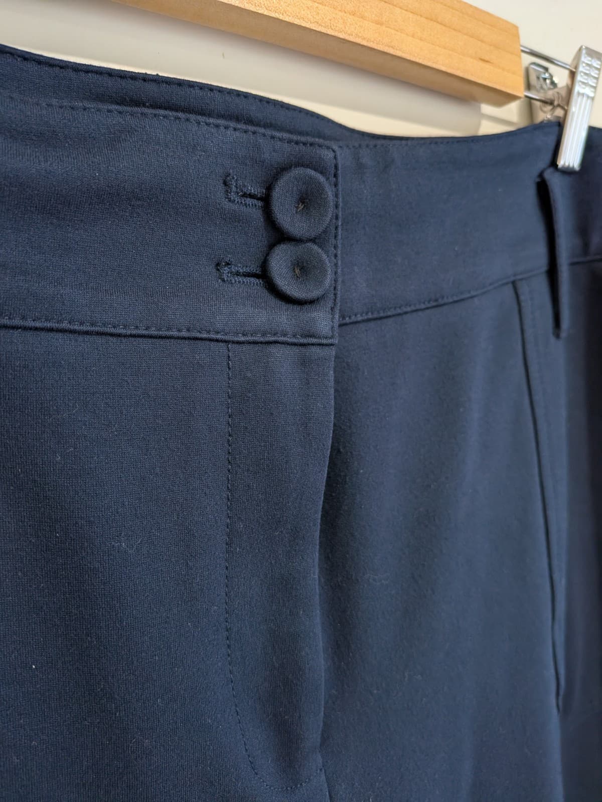 Review Women's Plus Size 18 Navy Stretch Cropped Career Work Pants Pockets — photo 4 of 10
