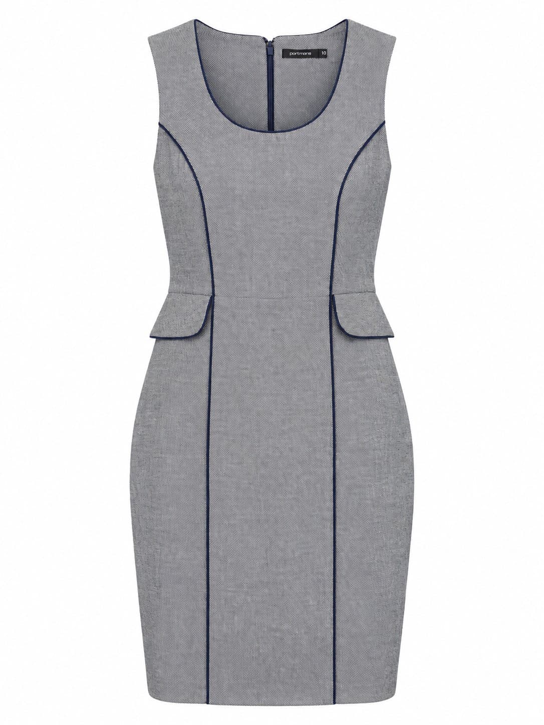 Portmans Dress Size 10 Grey Linen Blend Pencil Work Office Career Knee Length — photo 2 of 12