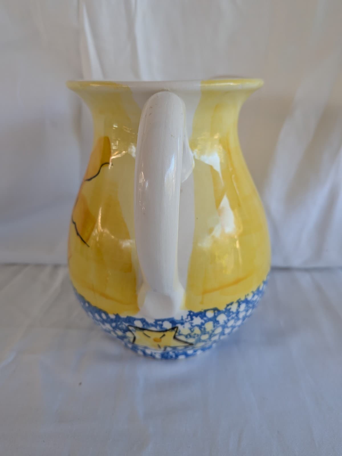Italian Hand Painted Ceramic Jug Sun Motif Yellow Blue Country Kitchen Decor — photo 4 of 10