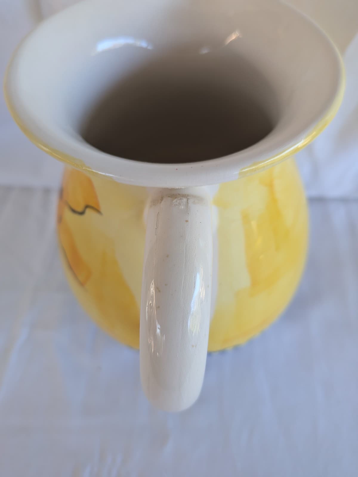 Italian Hand Painted Ceramic Jug Sun Motif Yellow Blue Country Kitchen Decor — photo 5 of 10