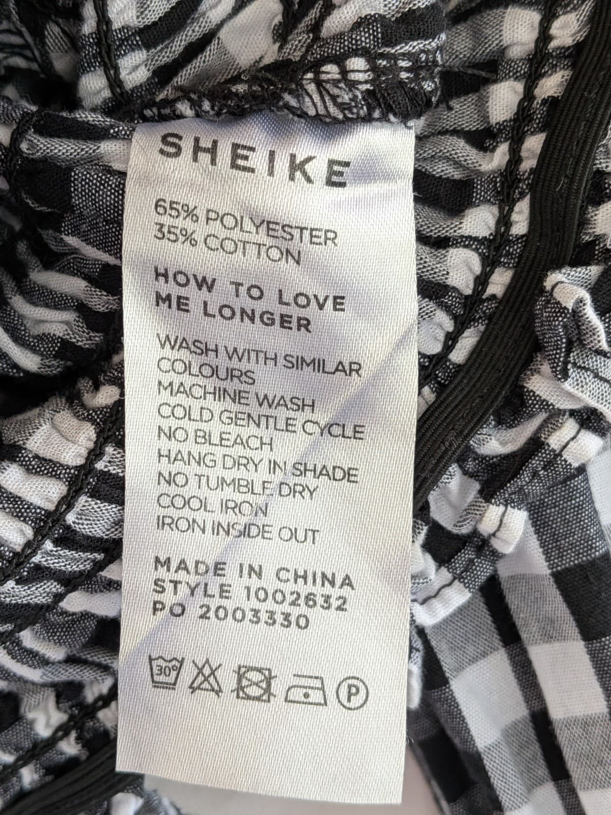 Sheike Gingham Shirred Puff Sleeve Crop Top Black White Size Aus 12 Us 8 — photo 6 of 7
