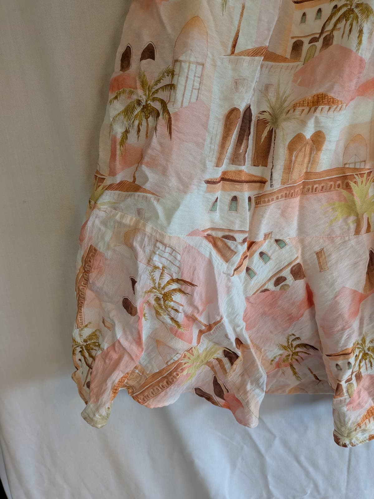 Delilah Dress Wrap AU 14 US 10 Short Sleeve Tie Waist Peach White Summer Beach — photo 3 of 10