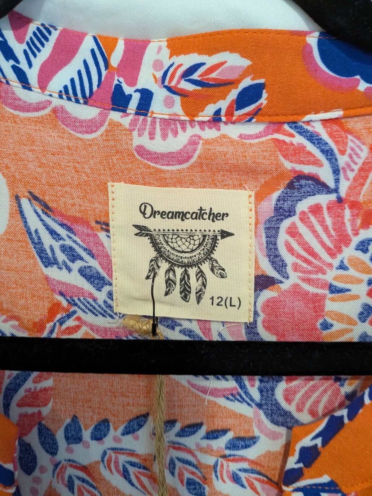 Dreamcatcher Dress Size 12 L Orange Floral Boho Rayon Resort Beach Wedding — photo 7 of 9