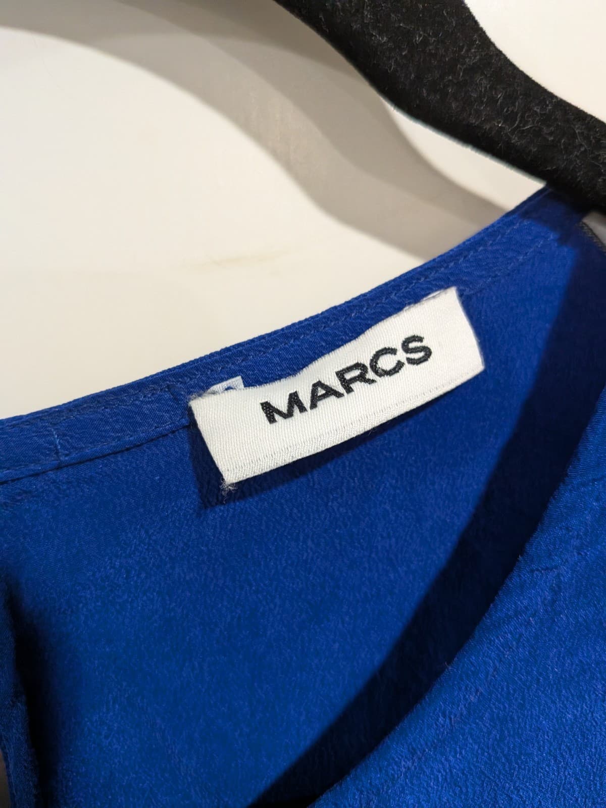 Marcs 100% Silk Blouse Blue Short Sleeve Corporate Office wear Size 8 — photo 4 of 7