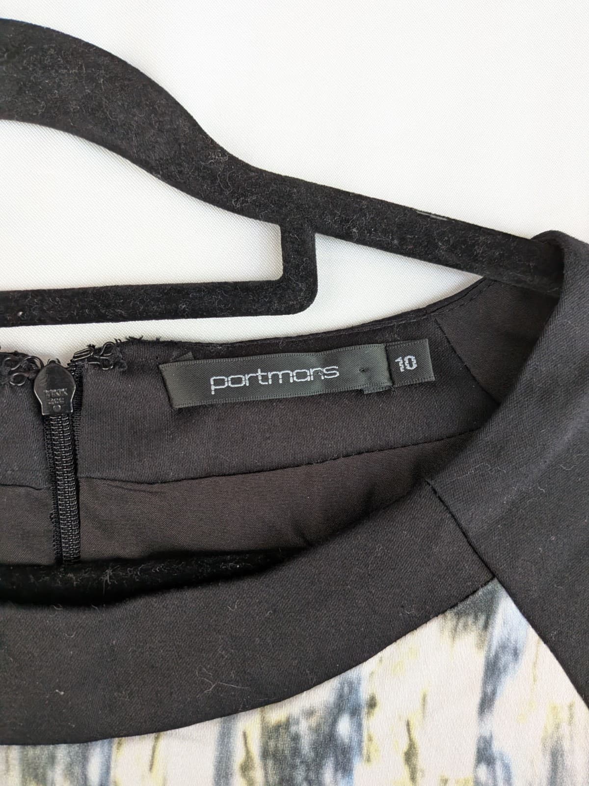 Portmans Dress Size 10 Black Abstract Print Sheath Career Cocktail Dress — photo 4 of 8