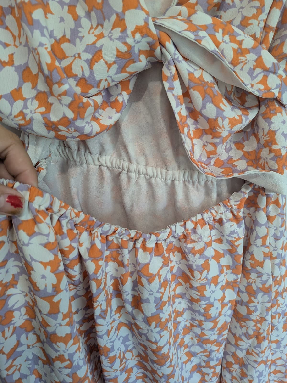 Tussah Dress Plus Size Aus 18 Us 14 Floral Cut Out Flutter Purple Orange Mini — photo 6 of 10