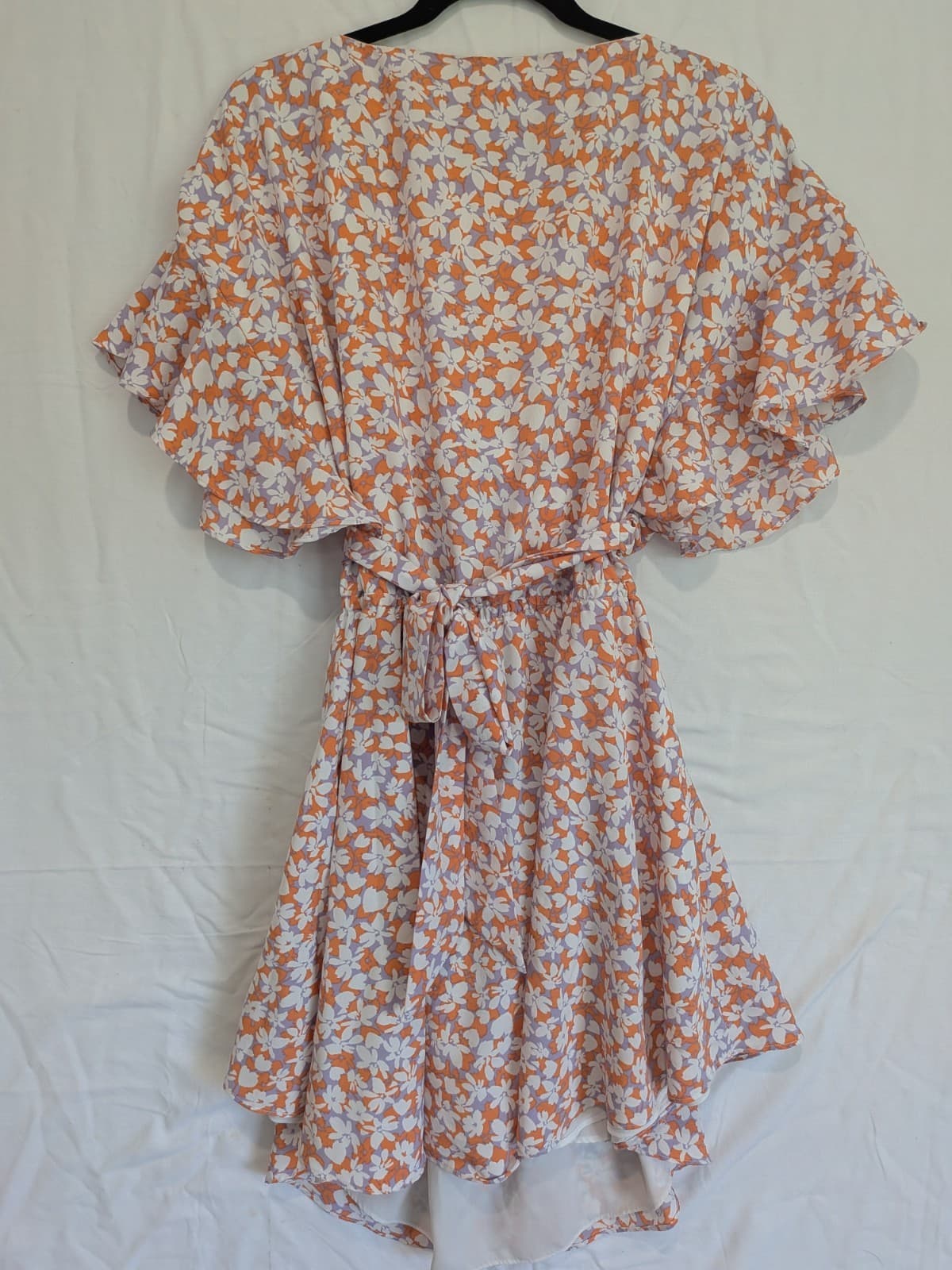 Tussah Dress Plus Size Aus 18 Us 14 Floral Cut Out Flutter Purple Orange Mini — photo 8 of 10