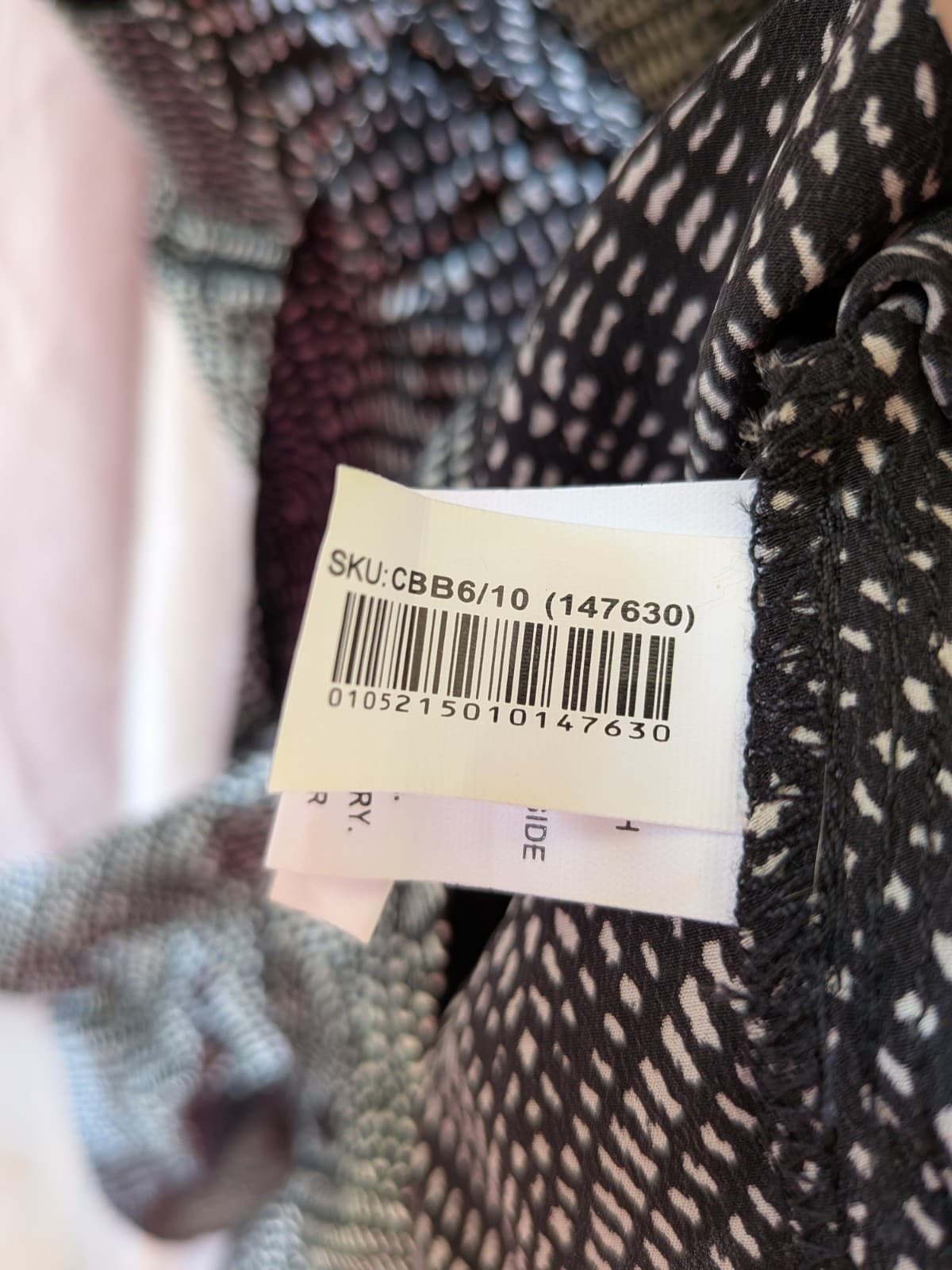 Jeanswest Premium Silk Wrap Playsuit Black White Print Sleeveless Tie Size 10 — photo 12 of 13