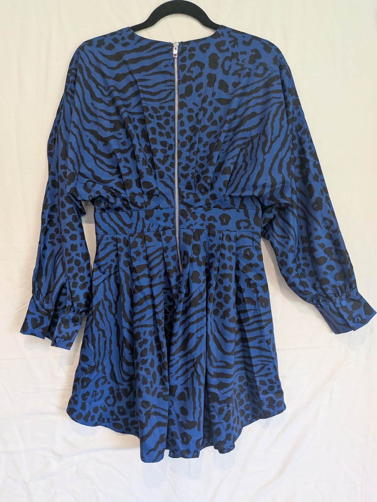 Mossman Wild Thoughts Dress Blue Black Animal Print Party Mini Size 10 — photo 7 of 9