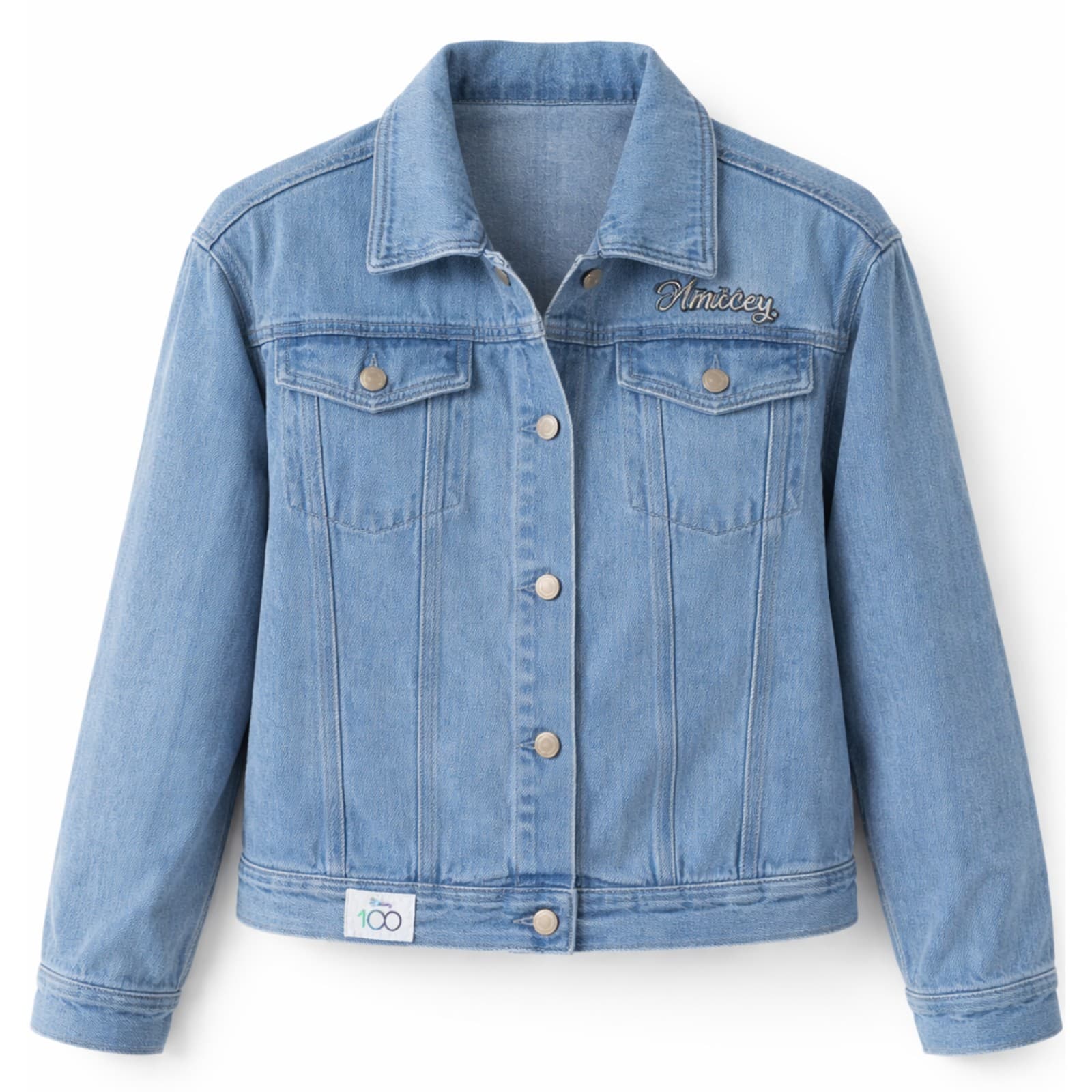 Disney Mickey Denim Jacket Youth Kids Size 16 Blue Jacket Disney 100 Years — photo 1 of 11