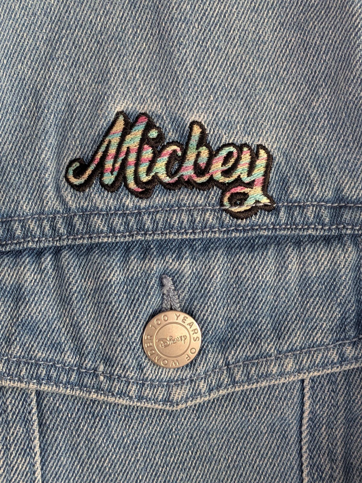 Disney Mickey Denim Jacket Youth Kids Size 16 Blue Jacket Disney 100 Years — photo 5 of 11