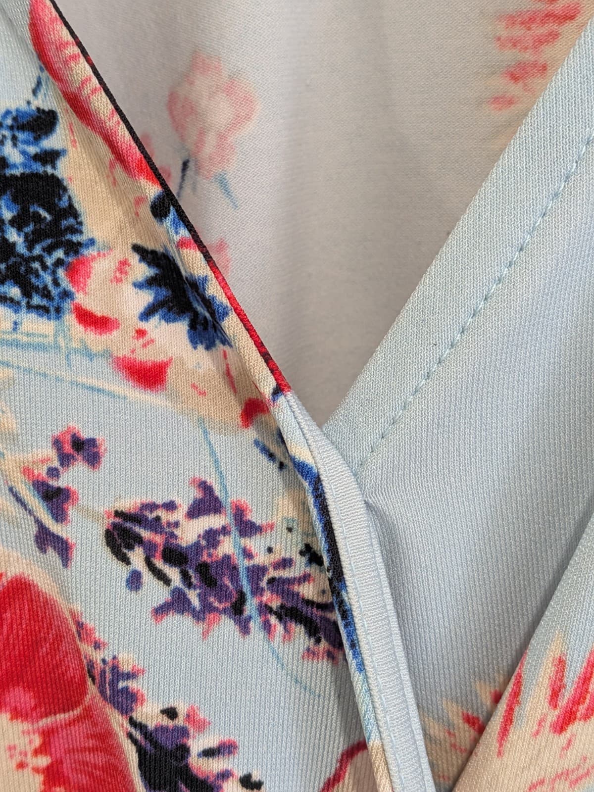 Leona Edmiston Lena Floral Faux Wrap Dress Size 16 Blue Pink Midi Wedding Guest — photo 7 of 8