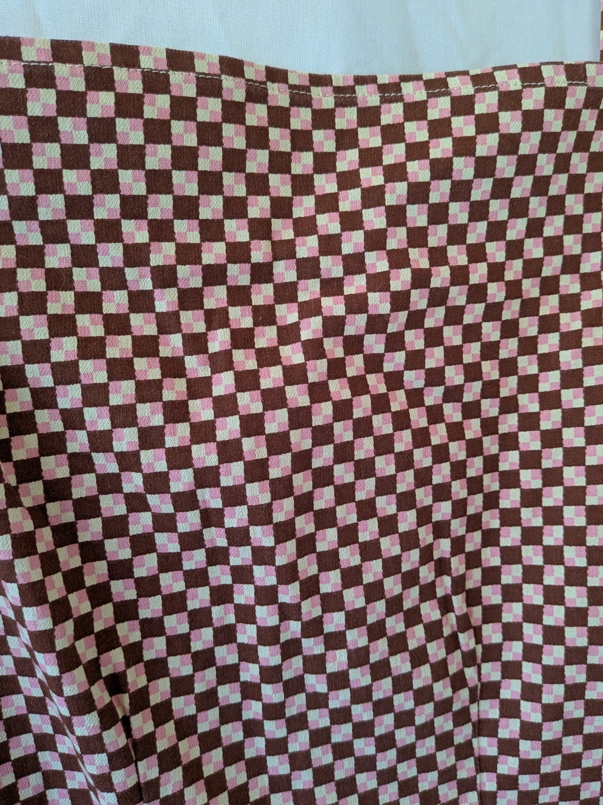 Levis Checkerboard Cotton Dress Brown Pink Strappy Mini Y2K Womens XXL Plus — photo 3 of 10