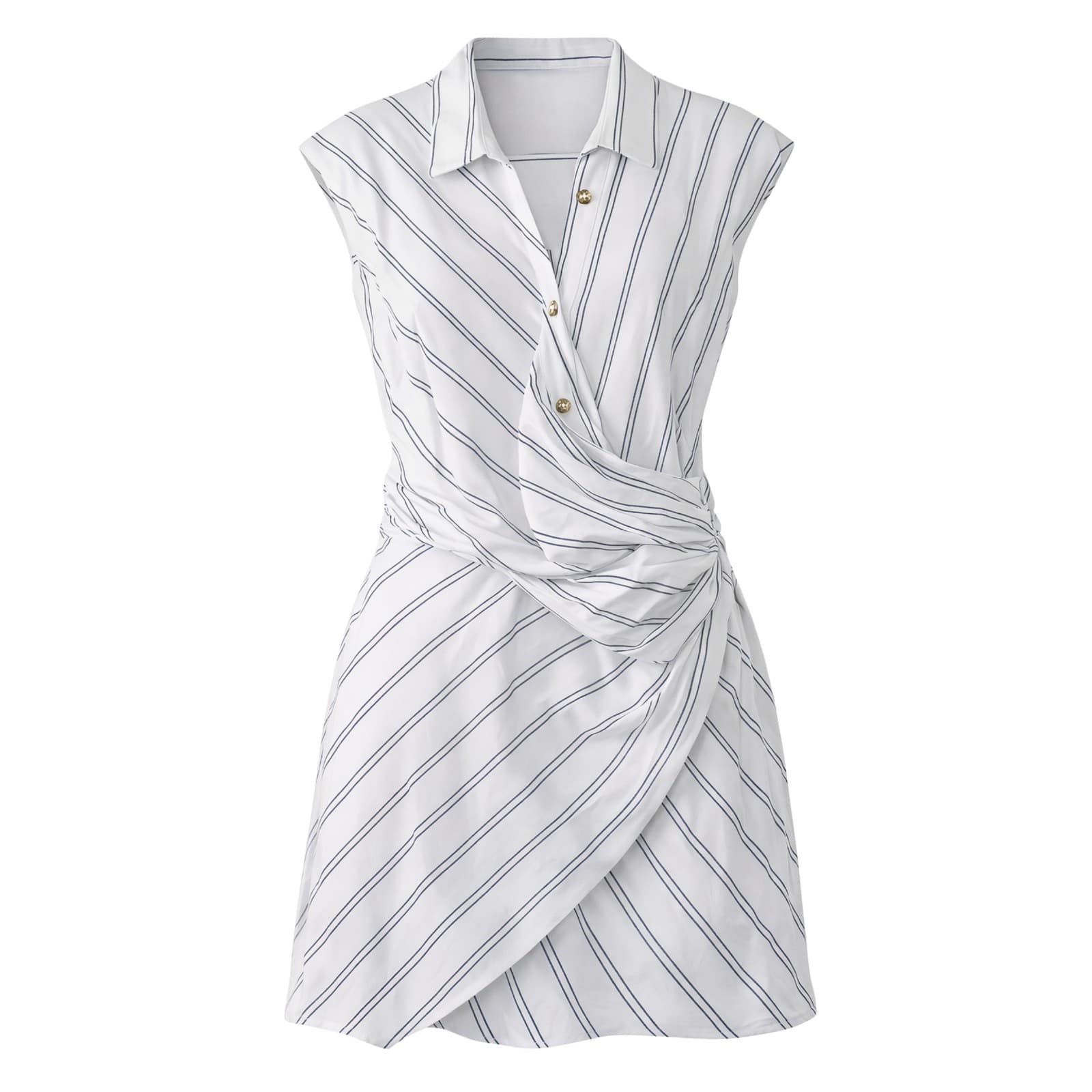 Sheike Teresa Mini Dress Size 16 White Black Stripe Wrap Shirt Dress Tencel NWT — photo 1 of 12