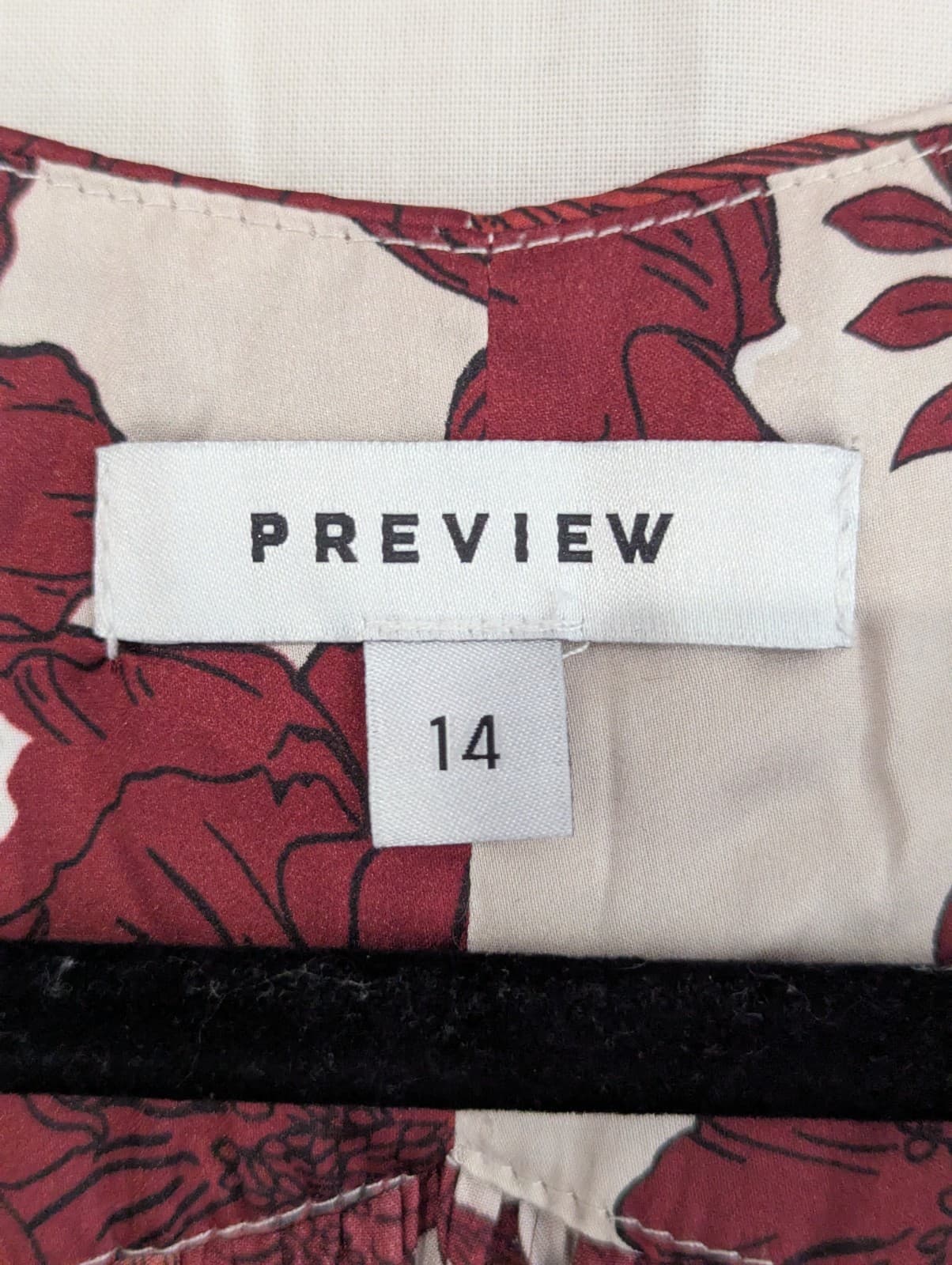 Preview Dress Aus 14 US 10 Cream Red Floral Wrap Midi Sleeveless Belted Summer — photo 7 of 11